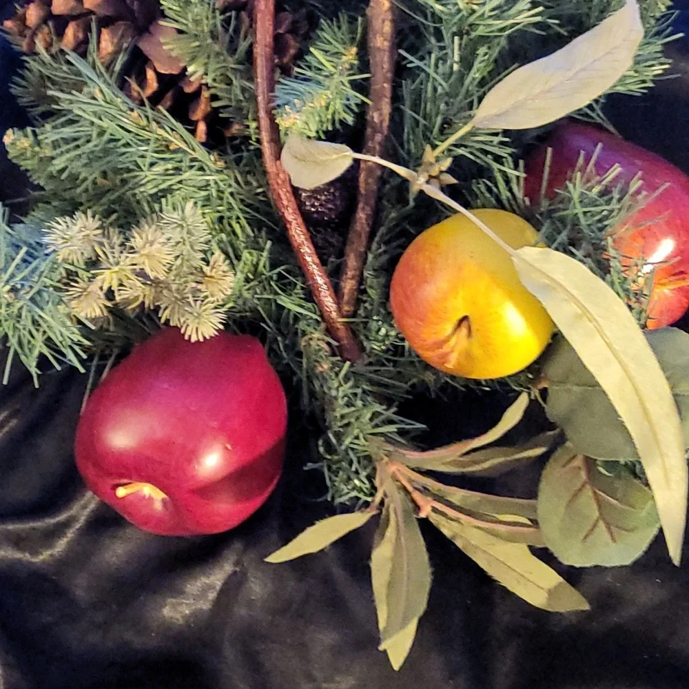 Festive Holiday Garland with Red Apples and Greenery